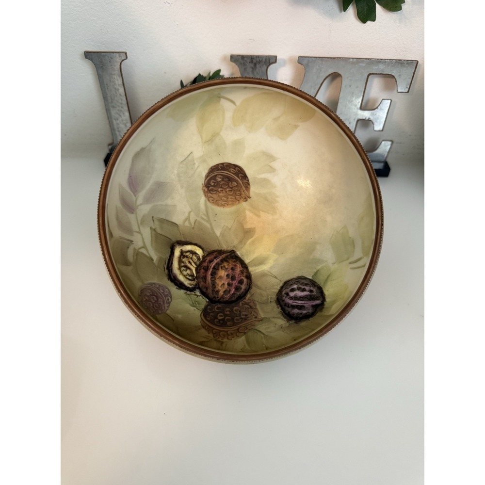 Vintage Nippon Morimura 3 Footed‎ Bowl Browns Hand Painted 3D Walnut Japan 5.5"